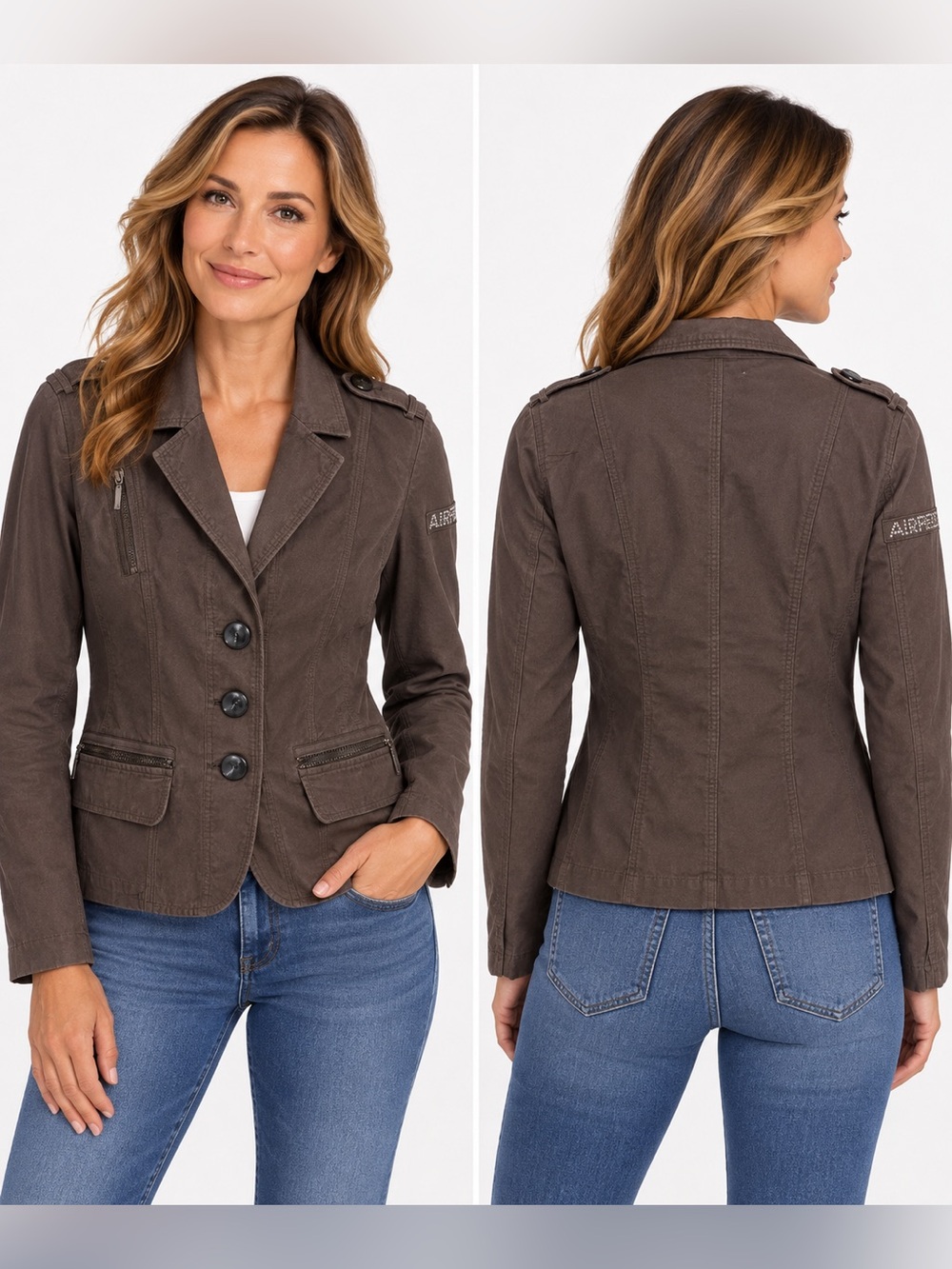Airfield Arabel Brown Cotton Linen Blazer Jacket Size 44
A1-10